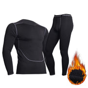Men's Sports Fitness Clothing Set Running Training  Basketball Plus Velvet Compression Pants - Blue Force Sports