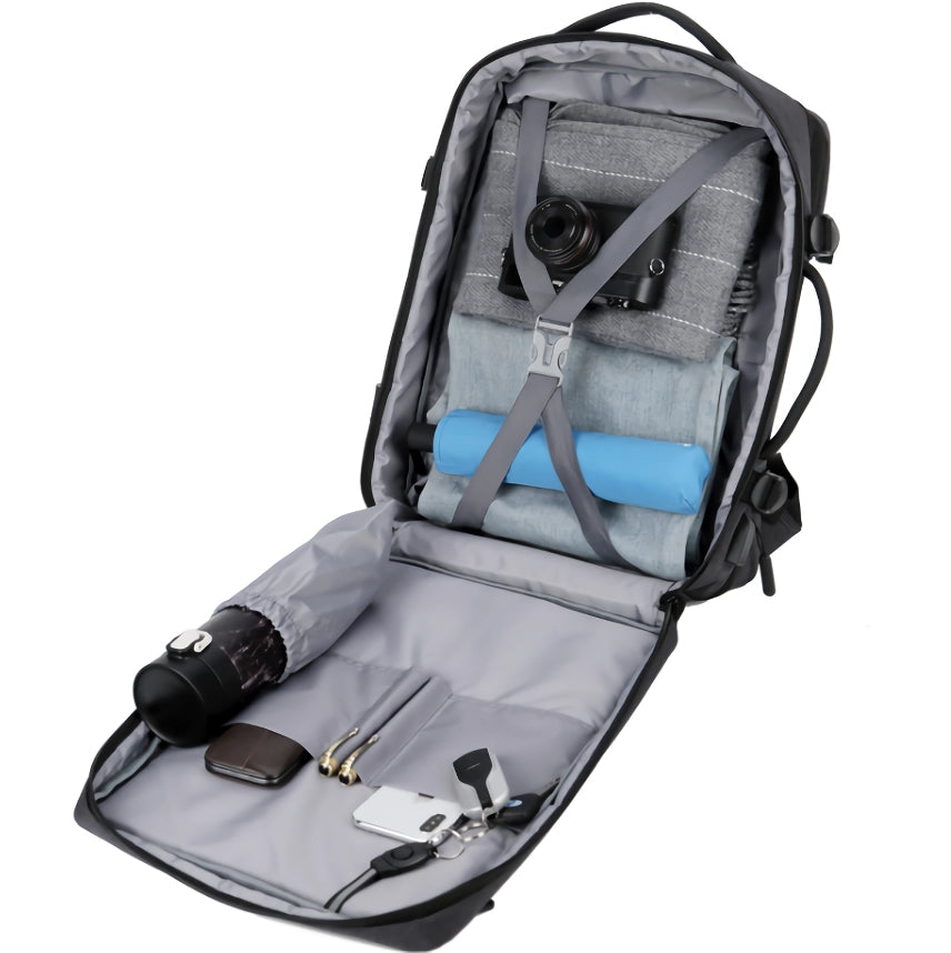 Klassischer erweiterbarer Reiserucksack mit USB-Ladeanschluss