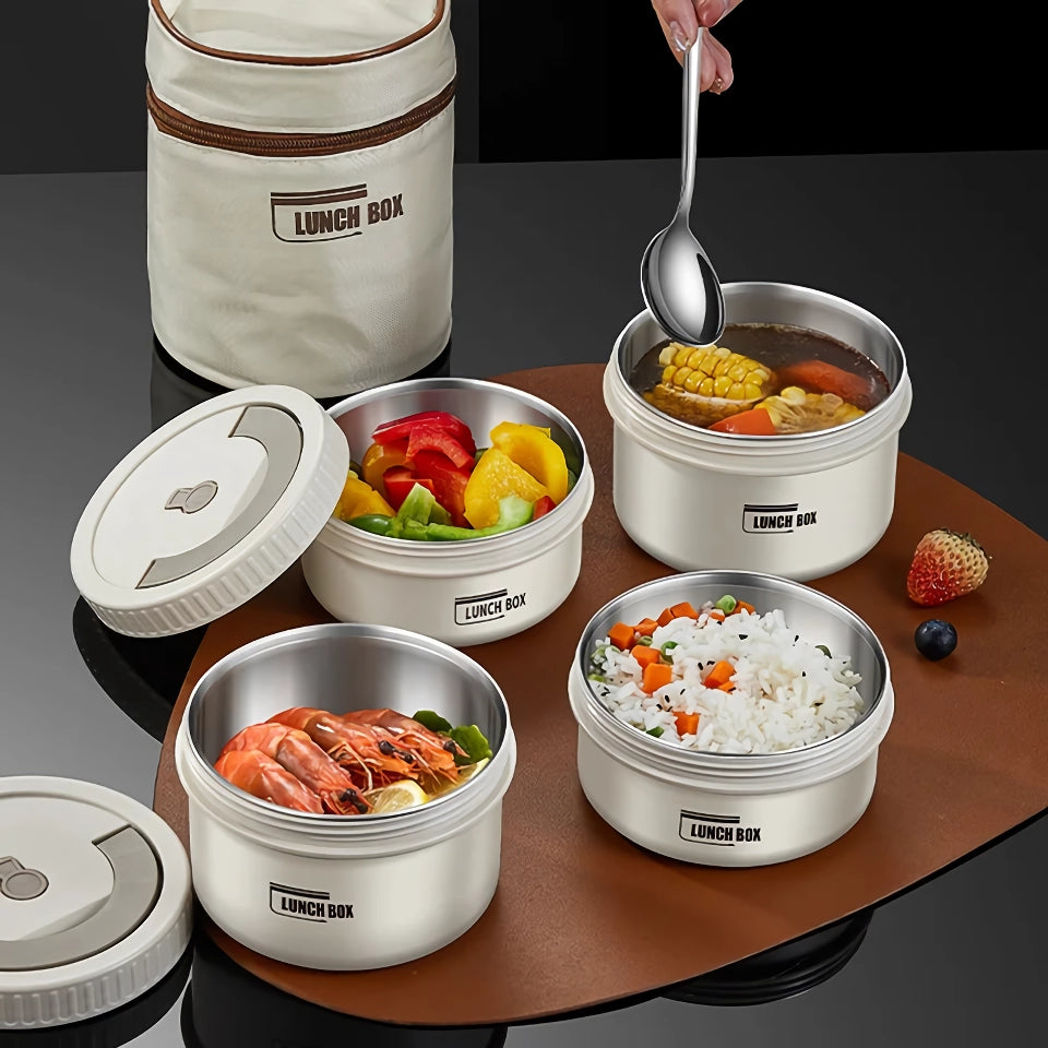 Juego de loncheras bento apilables de acero inoxidable con bolsa de transporte aislada