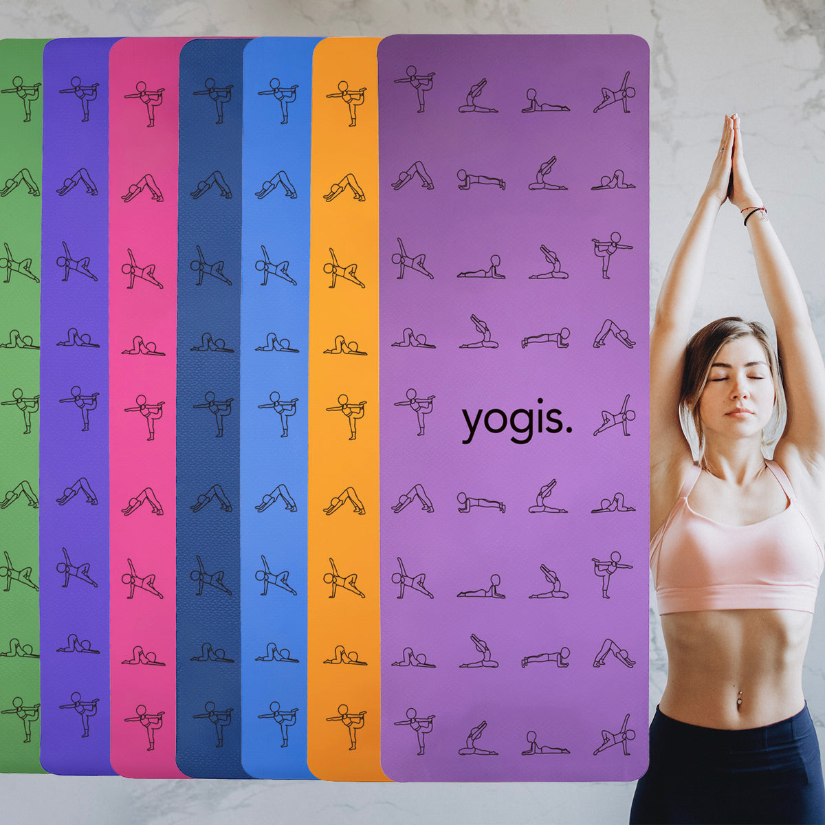 Yoga Mat Posture Line Non-slip Custom Fitness Mat For Beginners Plank Support - Blue Force Sports