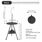 Mesa de camping redonda, ajustable, ultraligera y portátil con soporte de luz