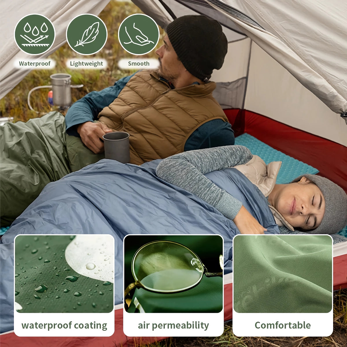 Lightweight Envelope Sleeping Bag for Mild-Weather Camping