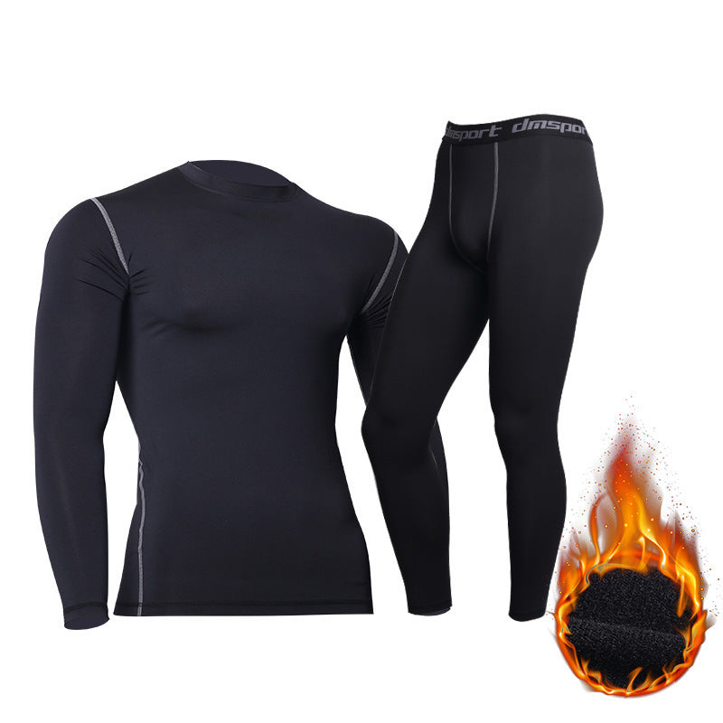 Men's Sports Fitness Clothing Set Running Training  Basketball Plus Velvet Compression Pants - Blue Force Sports