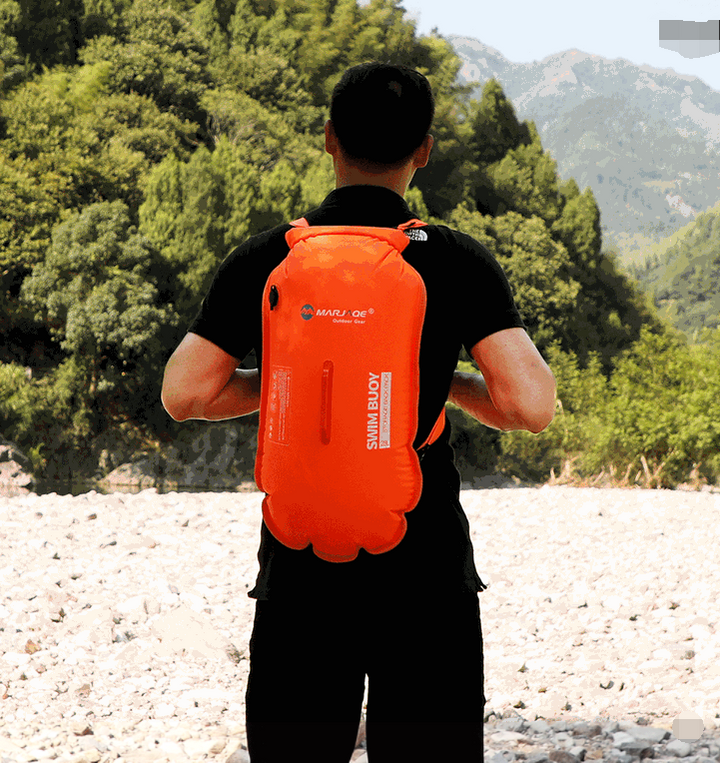 Double Airbag Swimming Buoy Floating Mark Detachable Shoulder Waterproof Backpack - Blue Force Sports