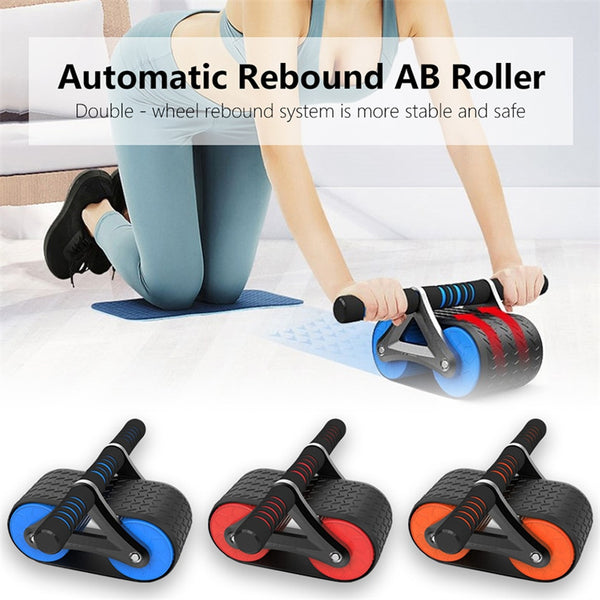 Double Wheel Abdominal Exerciser Women Men Automatic Rebound Ab Wheel Roller Waist Trainer Gym Sports Home Exercise Devices - Blue Force Sports