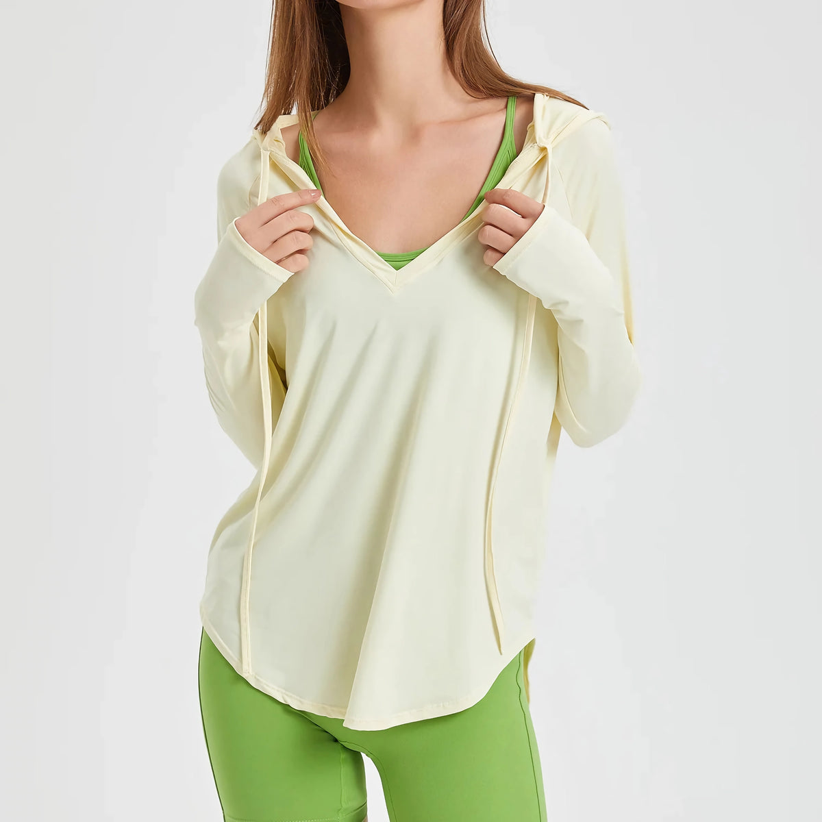 Langärmliger UV-Schutz-Yoga-Hoodie für Damen – leichtes, atmungsaktives Workout-Oberteil