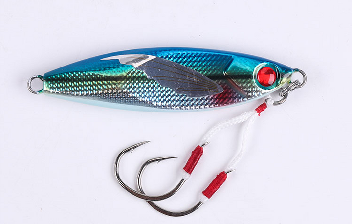 Laser Luminous Double Hook Slow Shake Iron Plate Bait Lead Fish - Blue Force Sports