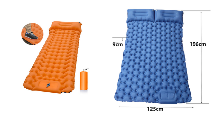 Outdoor Camping Travel Portable Inflatable Cushion Built-in Foot Inflatable - Blue Force Sports