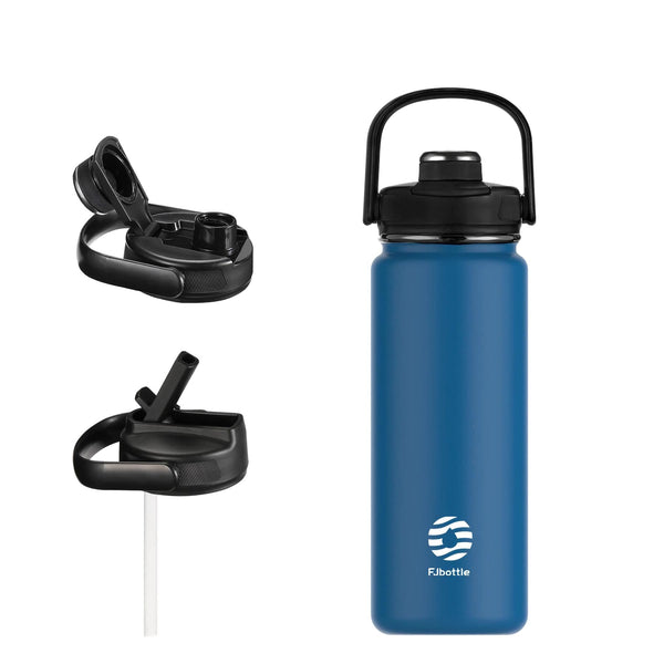 Sportliche, isolierte Wasserflasche aus Edelstahl mit Strohhalm und Griffdeckel – 950/1200 ml