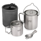 Juego de utensilios de cocina ultraligeros de titanio para acampar
