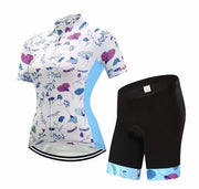 Short-Sleeved Bib Cycling Clothes Suit Bicycle Moisture Wicking Outdoor Clothes - Blue Force Sports