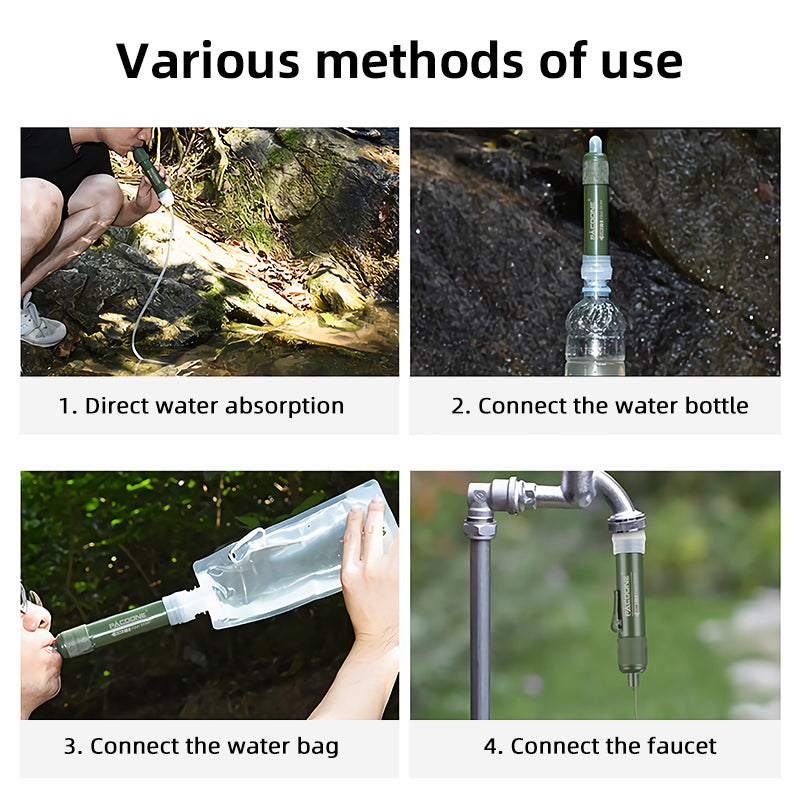 Mini pajita purificadora de agua portátil para acampar