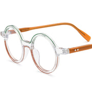 Color Blocking Fashionable Round Plate Glasses - Blue Force Sports