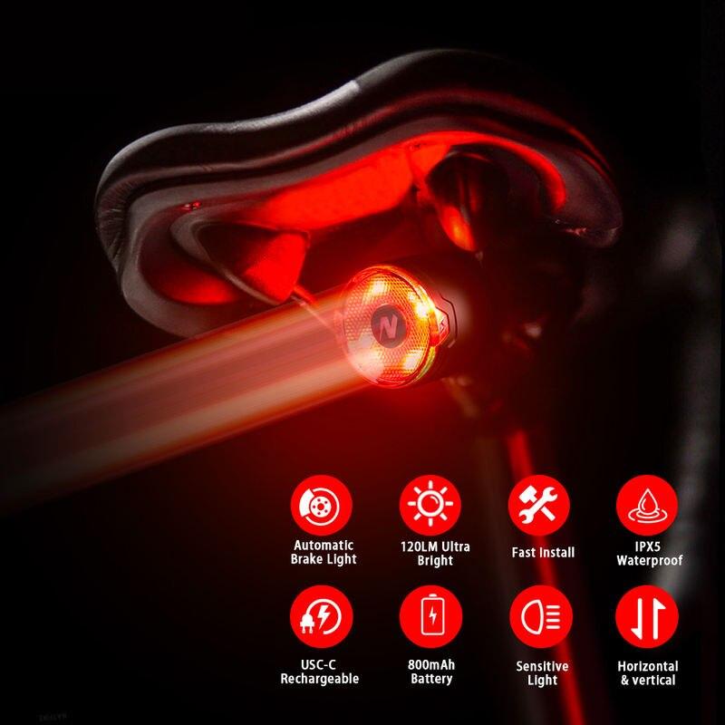 Luz trasera de bicicleta con detección de freno automático inteligente