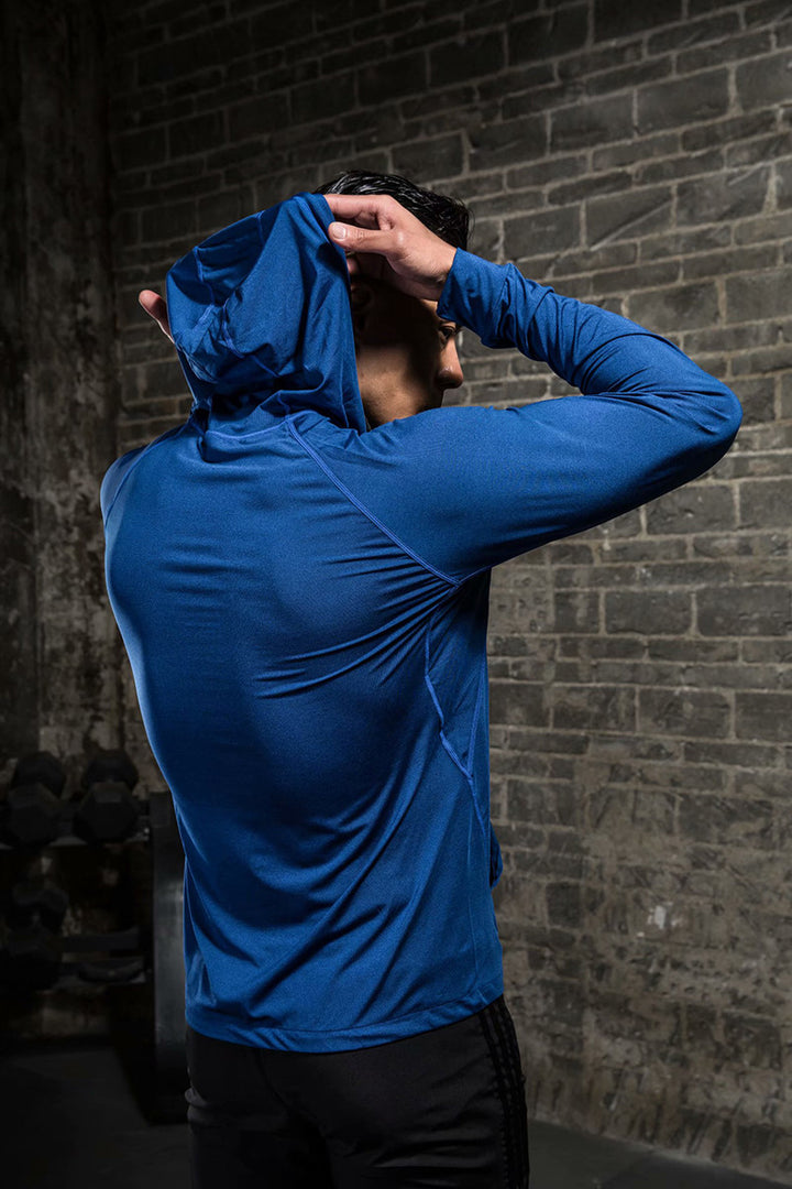 Men's Long-sleeved Stretch Tight Fitness Training Suit - Blue Force Sports