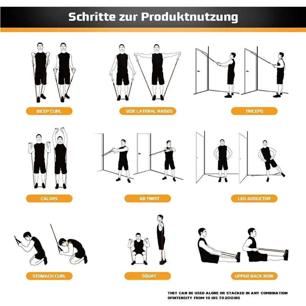 Juego completo de bandas de resistencia para gimnasio en casa