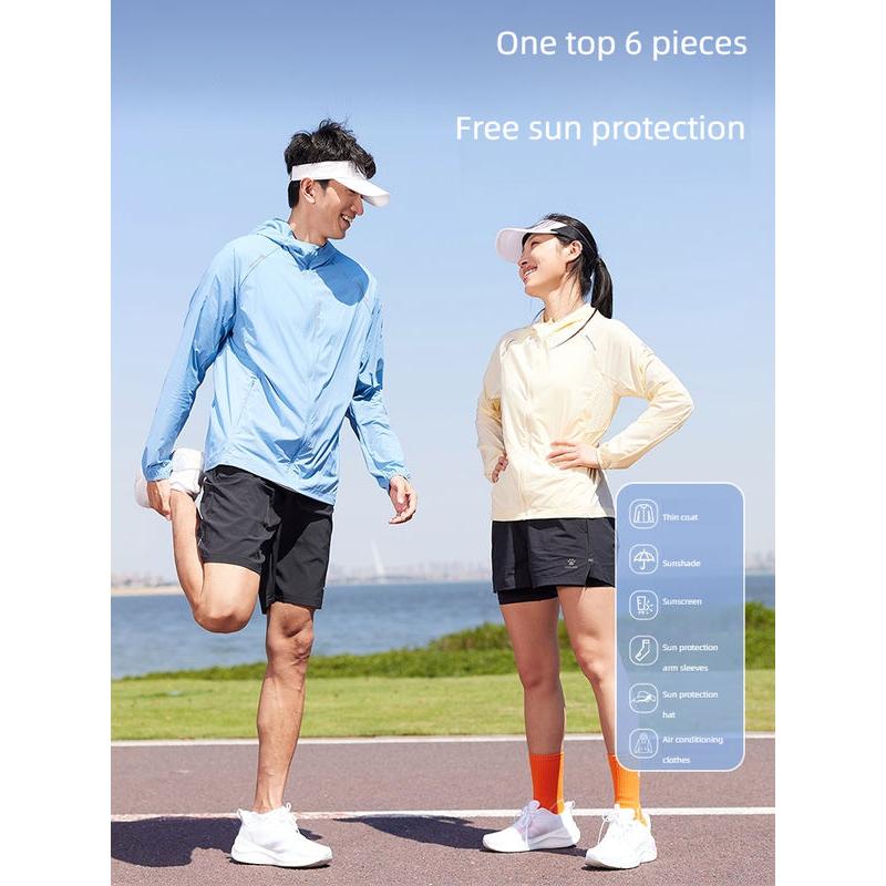 Atmungsaktive Laufjacke für den Sommer mit UV-Schutz und Kapuze