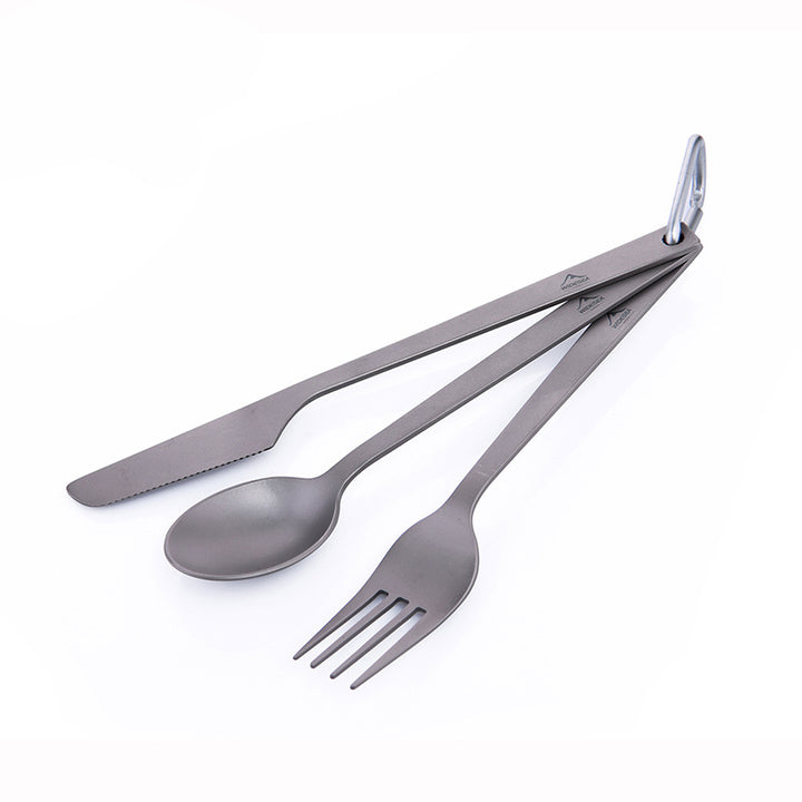 Pure Titanium Knife, Fork And Spoon Combination Light And Easy To Carry Outdoor Camping Tableware - Blue Force Sports