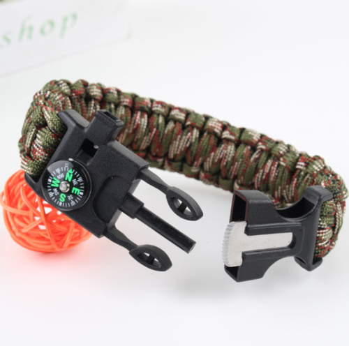Emergency Paracord Bracelets, Survival Bracelet With Embedded Compass Whistle Survival Fire Starter Scraper Accessories, Suit For Hiking, Camping, Fishing And Hunting - Blue Force Sports