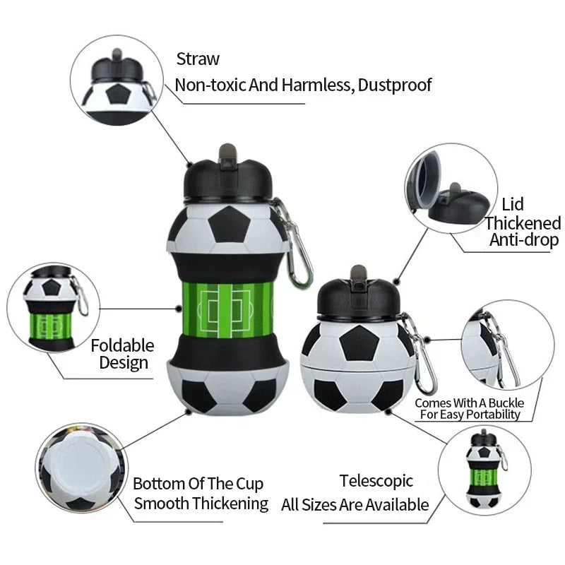 Botella de agua de silicona plegable deportiva