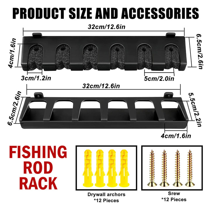 Fishing Rod Rack Vertical Holder Horizontal Wall Mount Boat Pole Stand Storage - Blue Force Sports