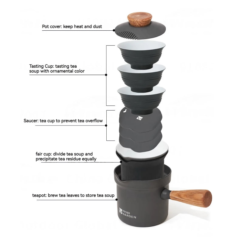 Juego de té portátil para acampar al aire libre