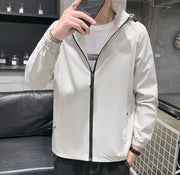 Fashionable Hooded Solid Color Coat Casual Jacket - Blue Force Sports