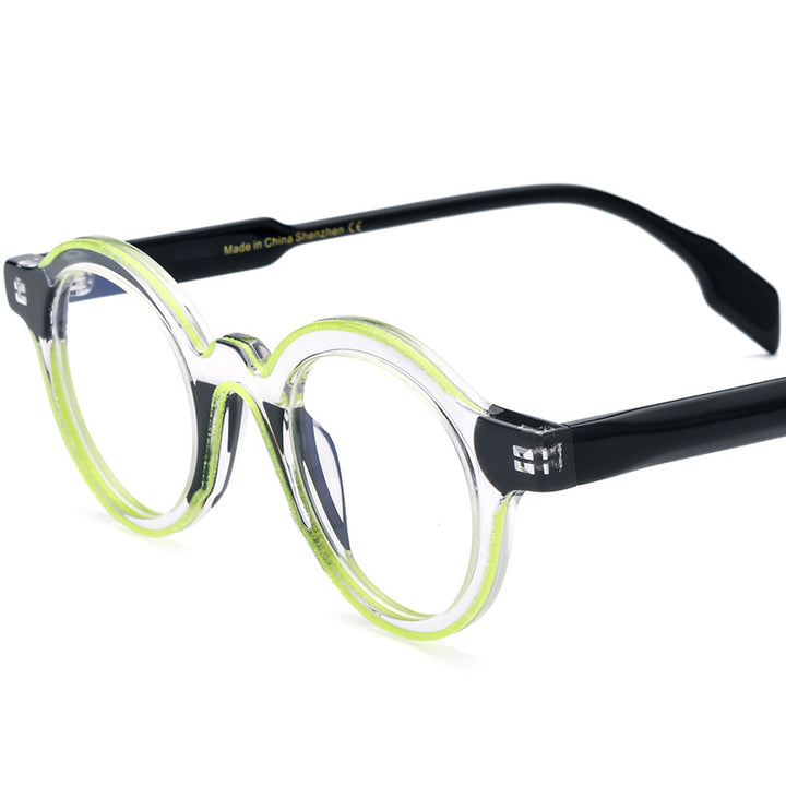 Color Blocking Fashionable Round Plate Eyeglass Frame - Blue Force Sports