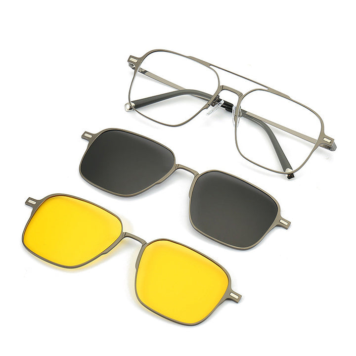 Uv Protection Sunglasses Magnetic Suction Set Mirror Myopia Frame Polarized - Blue Force Sports