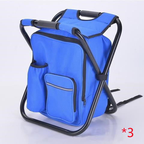 Multifunction Outdoor Folding Chair Ice Cooler Picnic Bags Camping Fishing Stool Backpacking Hunting Rest Chair - Blue Force Sports