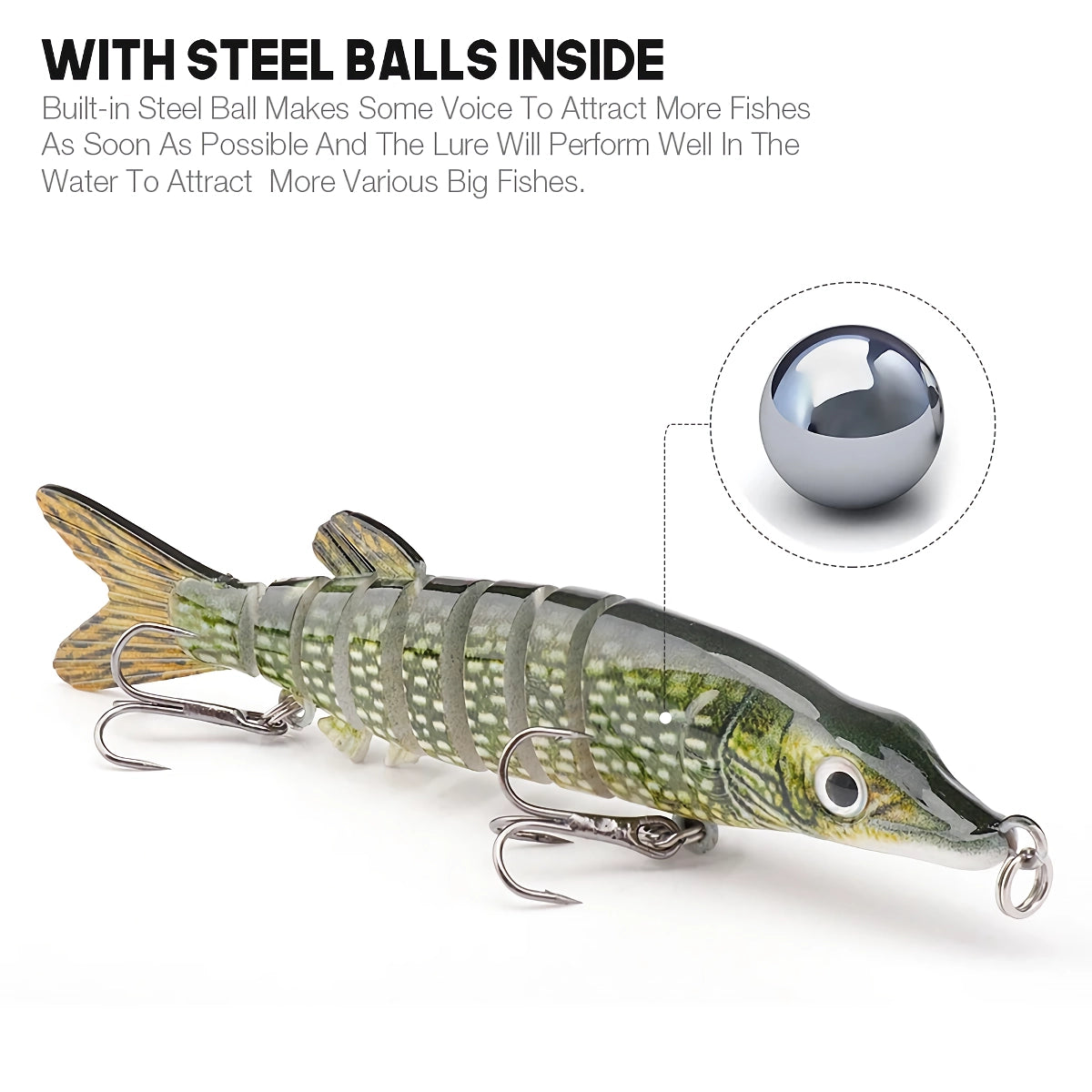 Señuelo de pesca Mini Pike Crankbait de 10 cm y 8,7 g: Swimbait artificial de hundimiento lento para lucios, lubinas y más