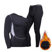 Men's Sports Fitness Clothing Set Running Training  Basketball Plus Velvet Compression Pants - Blue Force Sports