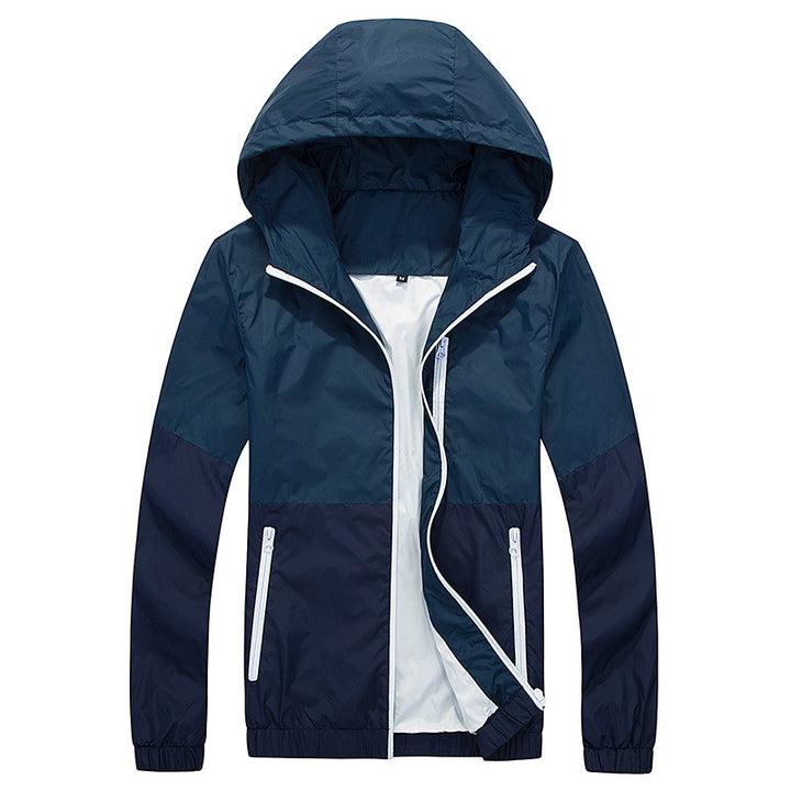 Men's Jacket Spring And Autumn Thin Hooded Couple Fashion Trench - Blue Force Sports