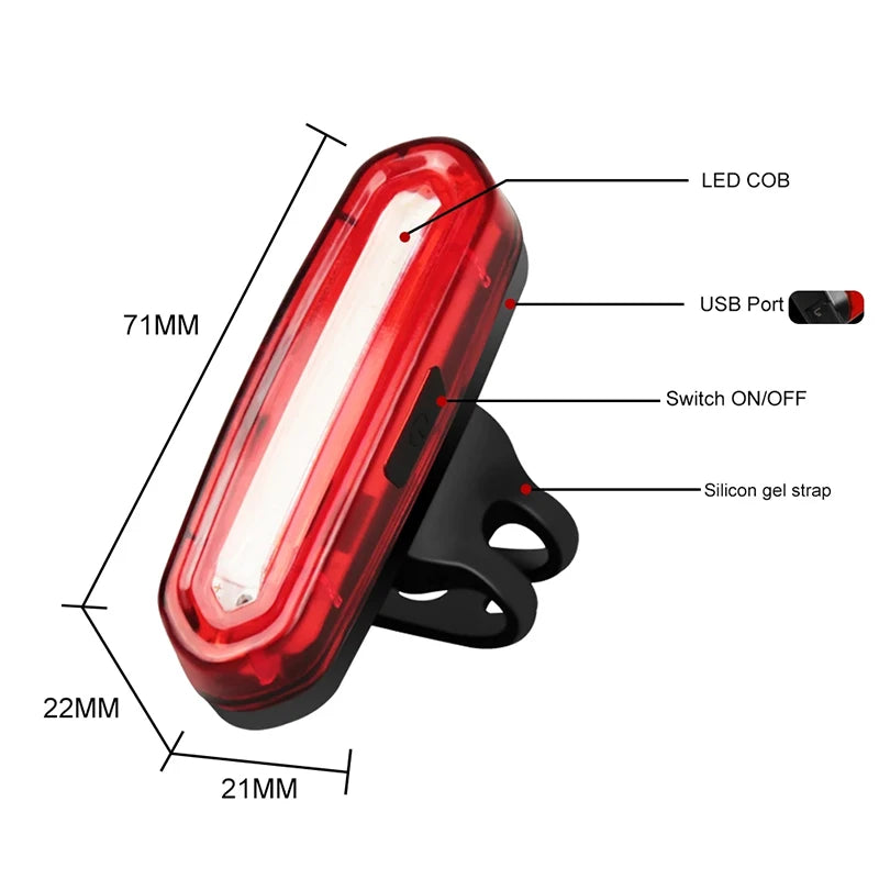 Wiederaufladbares LED-Rücklicht für Nachtfahrten per USB