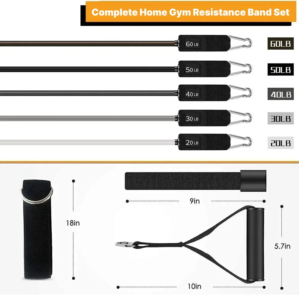 Juego completo de bandas de resistencia para gimnasio en casa