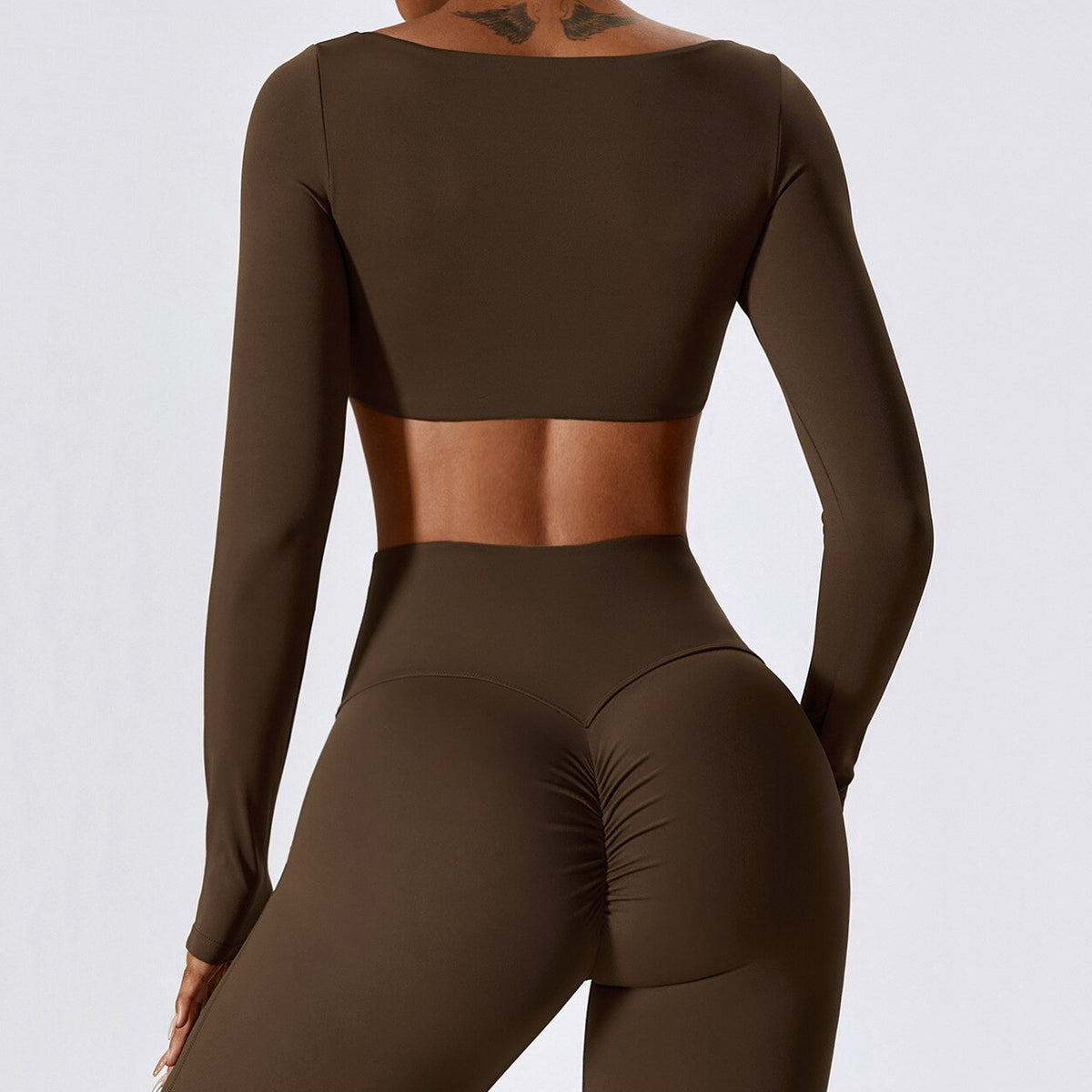 Langärmliges bauchfreies Yoga-Shirt