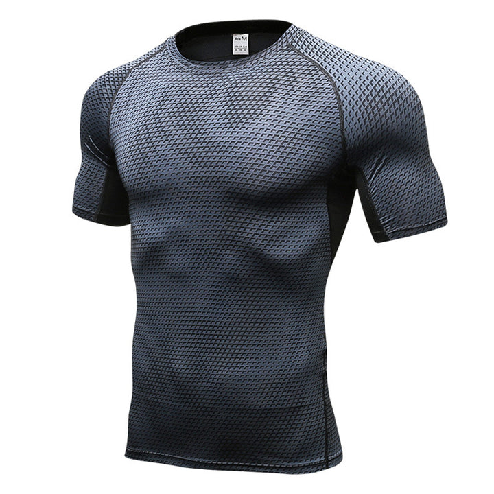 Men's Short Sleeve Quick Drying Clothes 3D Printing Fitness Running Training - Blue Force Sports