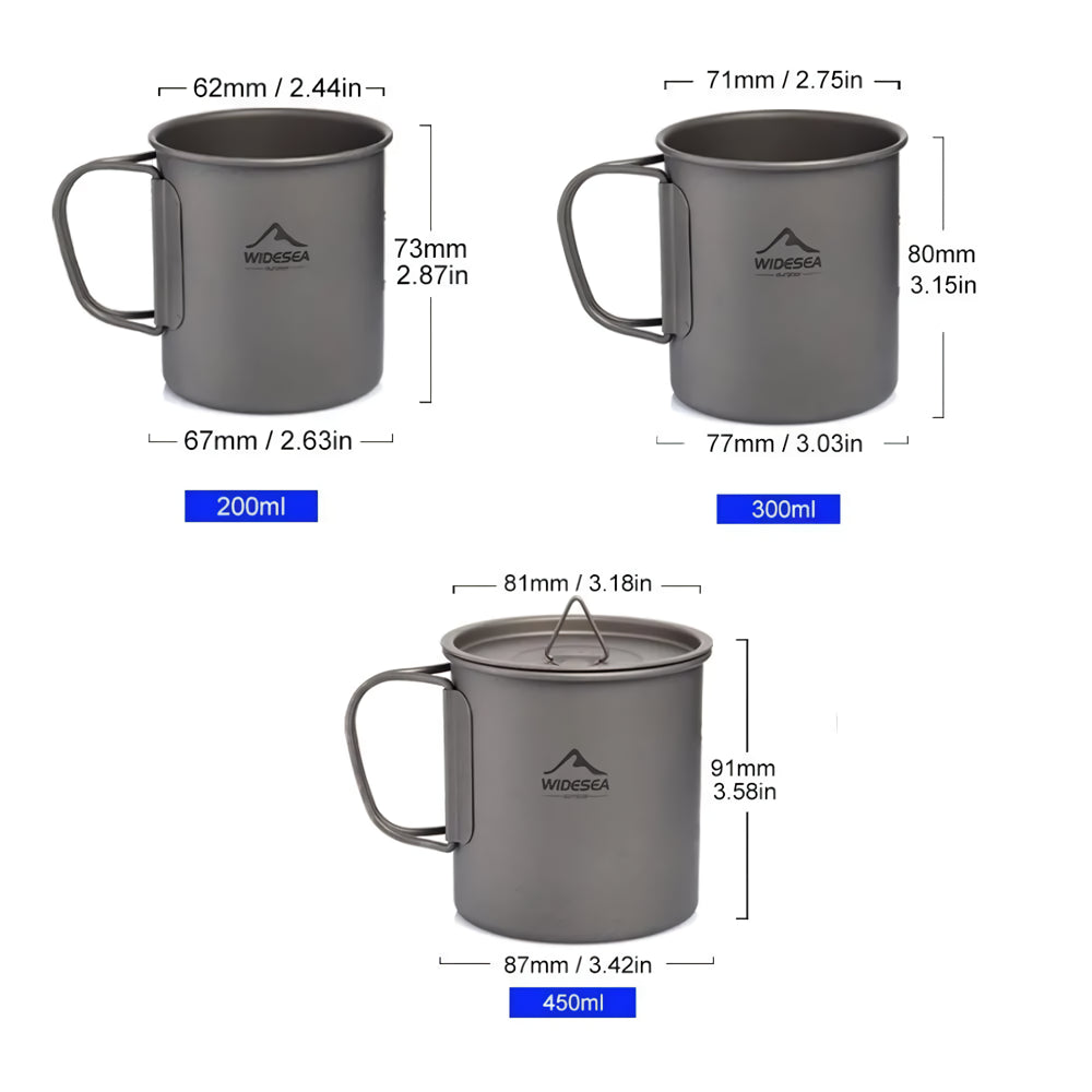 Campingbecher aus Titan mit Deckel