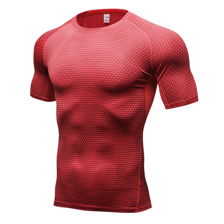 Men's Short Sleeve Quick Drying Clothes 3D Printing Fitness Running Training - Blue Force Sports