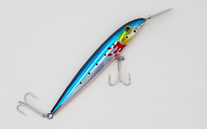 Iron Tongue Plate Mino Large Clear Needle Bait - Blue Force Sports
