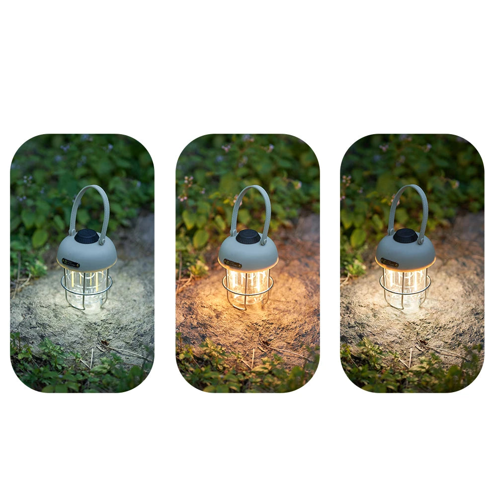 Wiederaufladbare LED-Campinglaterne im Vintage-Stil