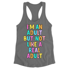 I'm an Adult Racerback Tank - Colorful Tank - Printed Workout Tank - Blue Force Sports