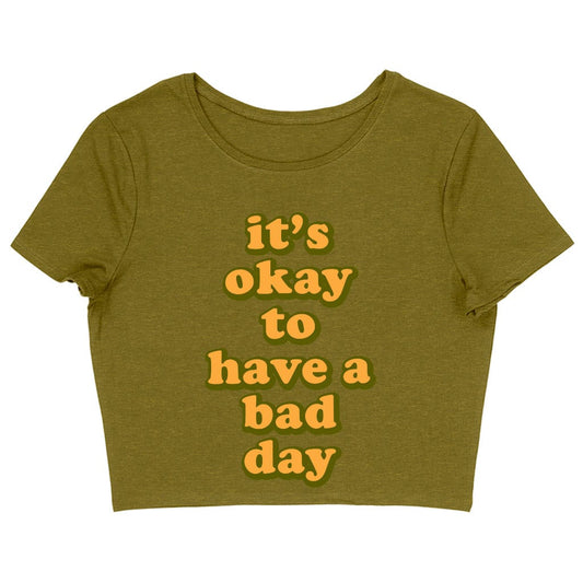 It's Ok Women's Cropped T-Shirt - Positive Crop Top - Motivational Cropped Tee - Blue Force Sports