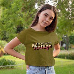 I'm Not Old I'm Vintage Women's Cropped T-Shirt - Graphic Crop Top - Cool Trendy Cropped Tee - Blue Force Sports