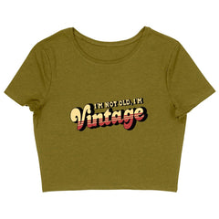 I'm Not Old I'm Vintage Women's Cropped T-Shirt - Graphic Crop Top - Cool Trendy Cropped Tee - Blue Force Sports