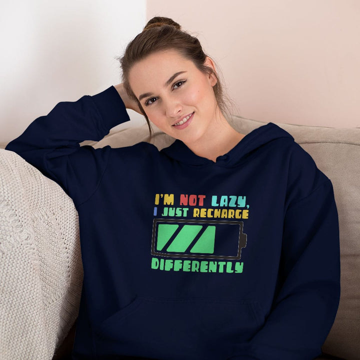 I am Not Lazy Hooded Sweatshirt - Printed Hoodie - Best Design Hoodie - Blue Force Sports