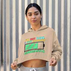 I am Not Lazy Women's Cropped Hoodie - Printed Cropped Hoodie - Best Design Hooded Sweatshirt - Blue Force Sports