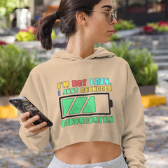 I am Not Lazy Women's Cropped Hoodie - Printed Cropped Hoodie - Best Design Hooded Sweatshirt - Blue Force Sports