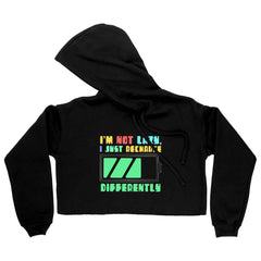 I am Not Lazy Women's Cropped Hoodie - Printed Cropped Hoodie - Best Design Hooded Sweatshirt - Blue Force Sports