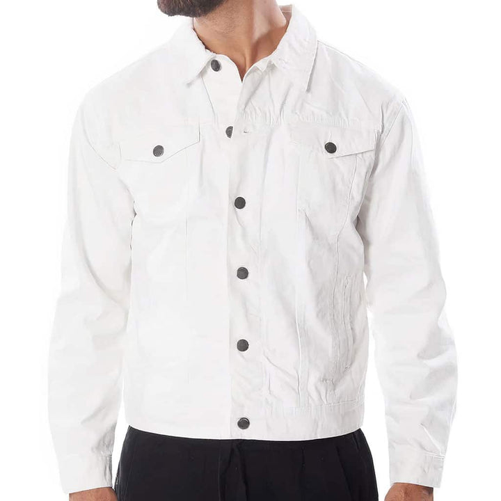 Funny Saying Men's White Denim Jacket - Cool Quote Denim Jacket for Men - Best Print Denim Jacket - Blue Force Sports